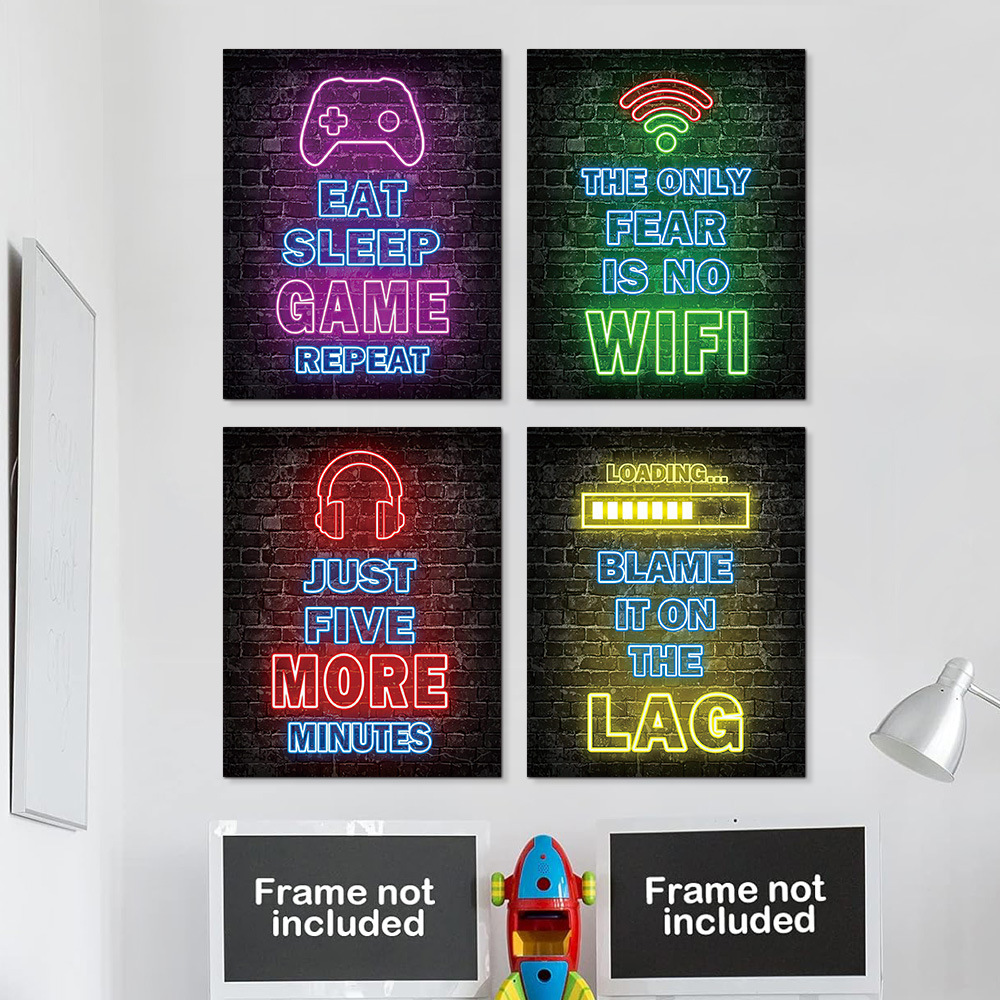 Background Retro Gaming - Stiker Dinding Abstrak Retro Bergaya Huruf