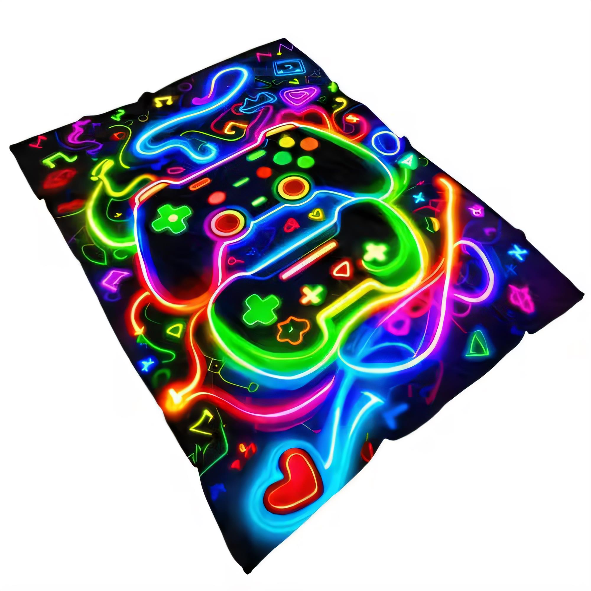 Background Retro Gaming - Selimut Gaming Neon yang Cerah, Lembut,