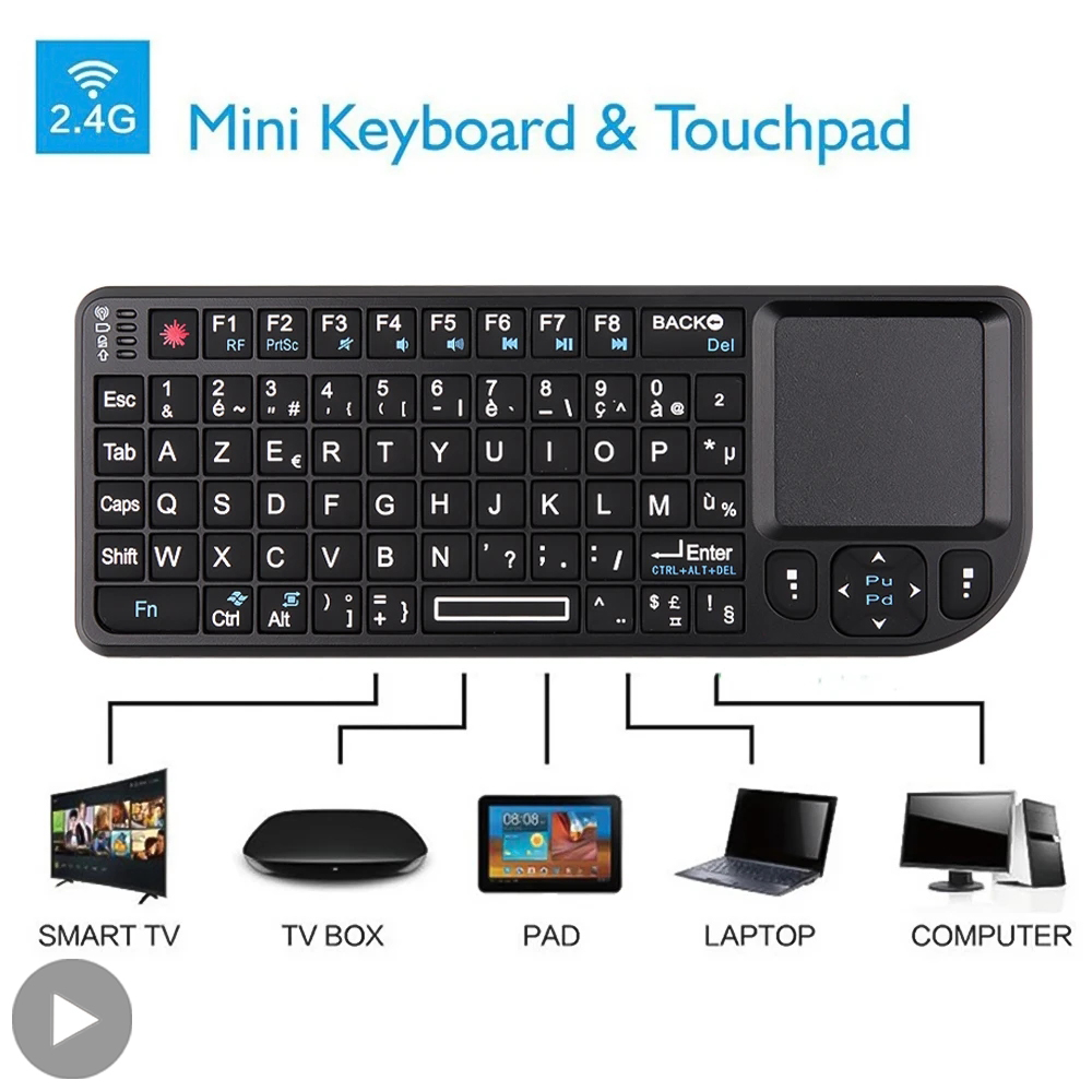 Retro Gaming Tv Box - Keyboard Mini Nirkabel dengan Lampu Latar