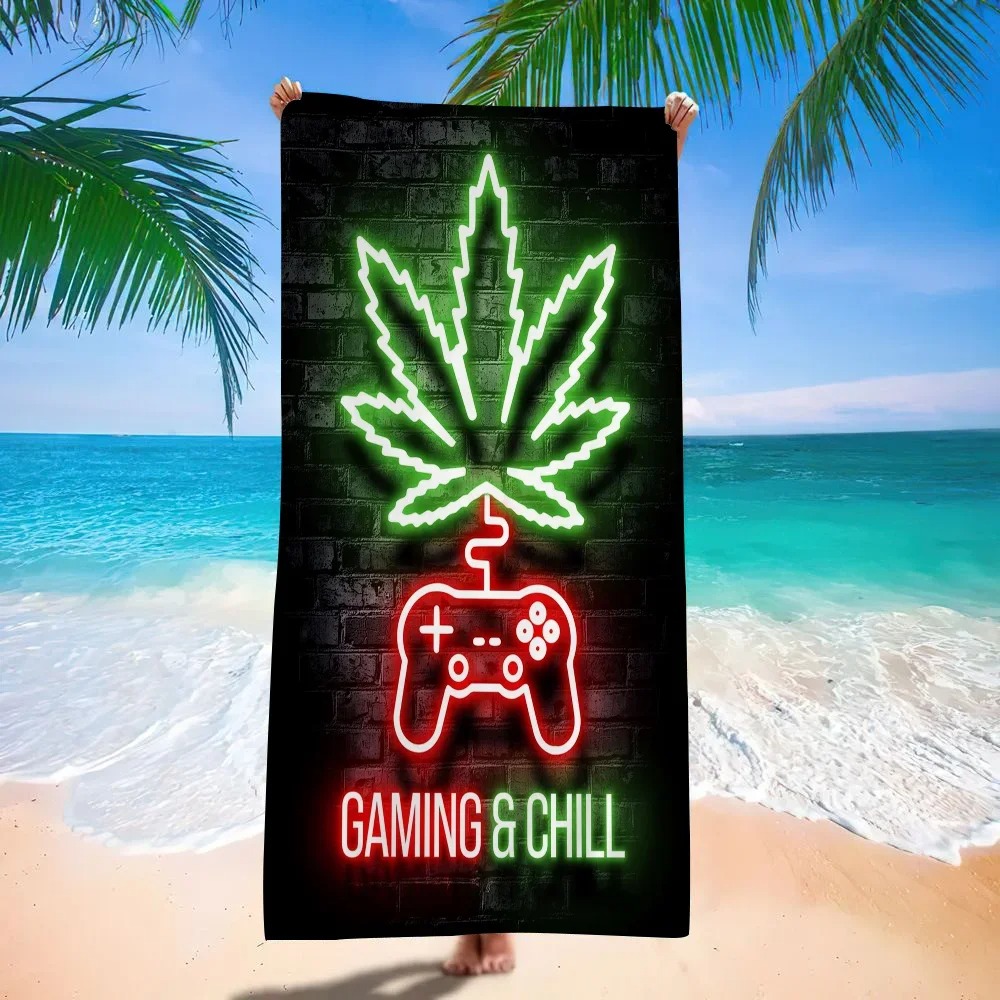 Background Retro Gaming - Handuk Pantai Neon Gaming Retro, Handuk