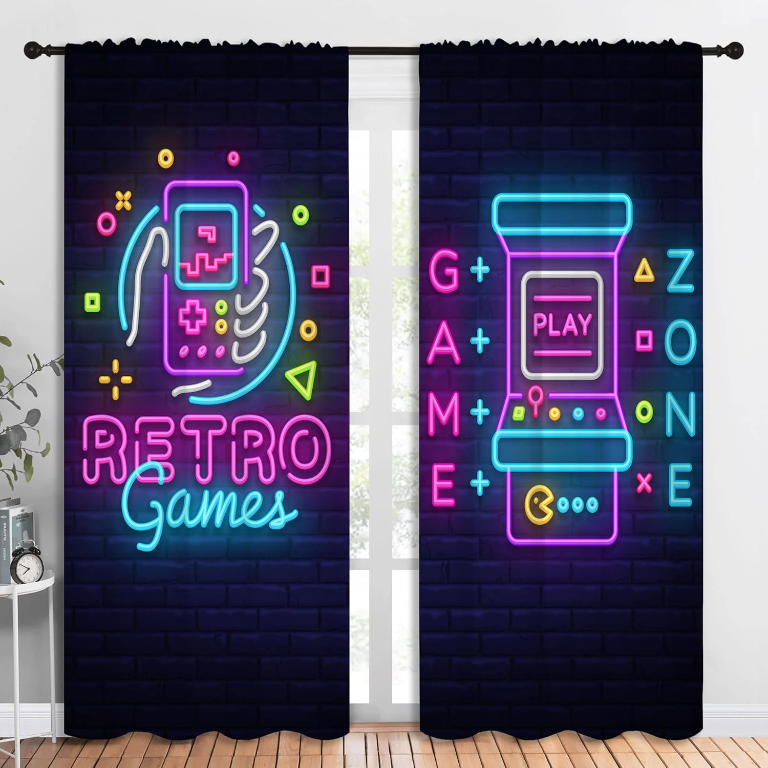 Background Retro Gaming - Tirai Blackout Motif Game Retro dan