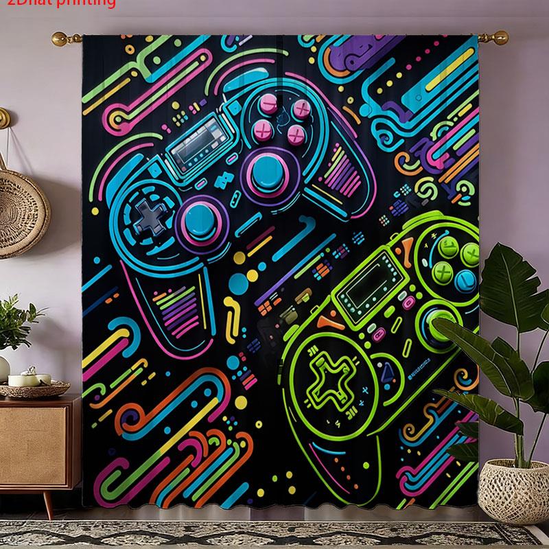 2 Buah Tirai Gaming Neon Retro - Background Retro Gaming ulasan dan harga