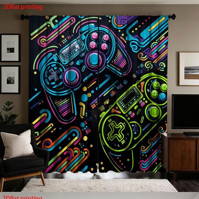 2 Buah Tirai Gaming Neon Retro - Background Retro Gaming ulasan dan harga