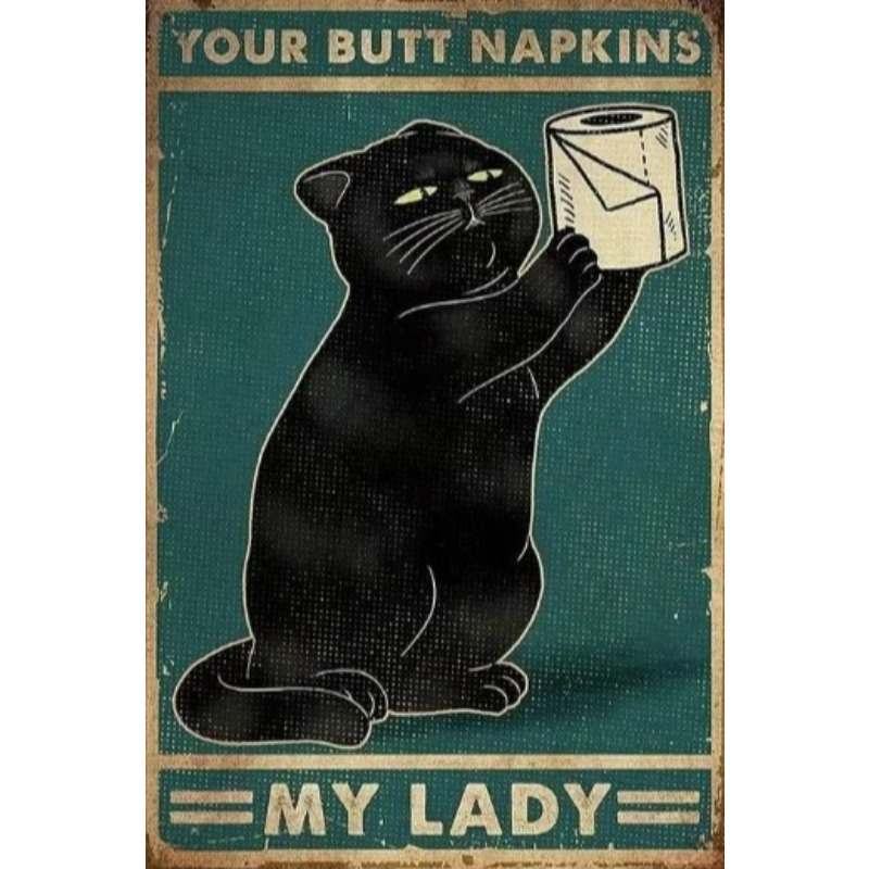 Plakat Logam Kucing Lucu Hitam - Retro Gaming Pictures ulasan dan harga